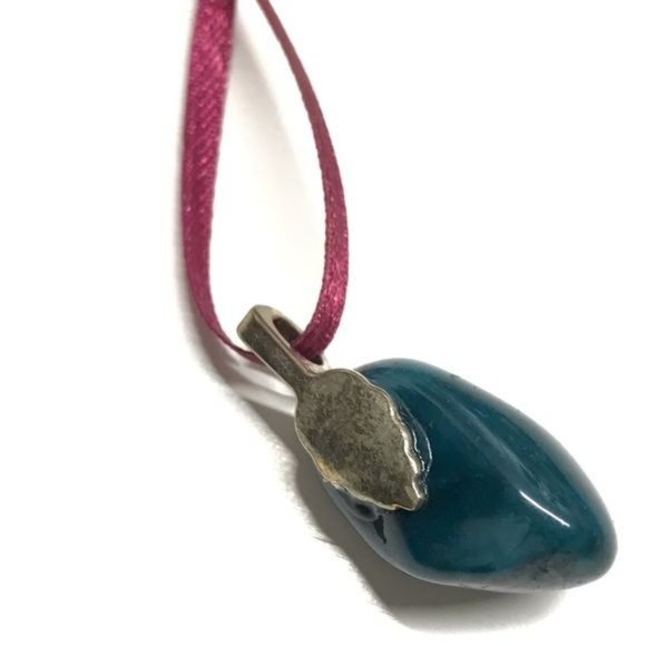 Handmade gemstone pendant necklace blue teal polished gemstone MUN AND ME FASHIO - Picture 3 of 7